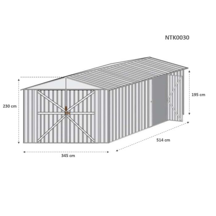 Box in Acciaio Zincato 3.60 x 5.14 m x h2.30 m - 320 KG - 18 metri quadri - VERDE