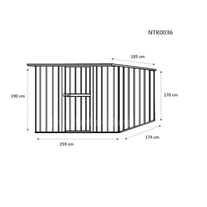 Box in Acciaio Zincato 2.60 x 1.85 m x h1.92 m - 85 KG – 4,8 metri quadri - BIANCO