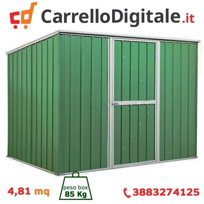 Box in Acciaio Zincato 2.60 x 1.85 m x h1.92 m - 85 KG – 4,8 metri quadri - VERDE