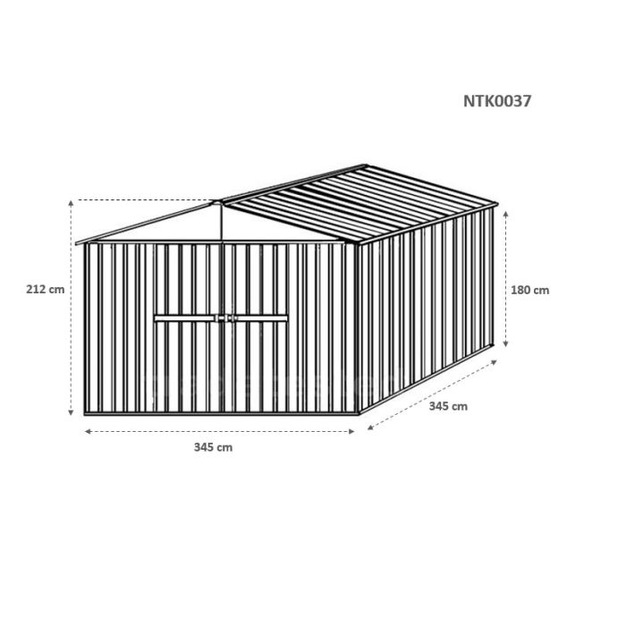 Box in Acciaio Zincato 3.60 x 3.45 m x h2.12 m - 150 KG – 12,25 metri quadri - BIANCO
