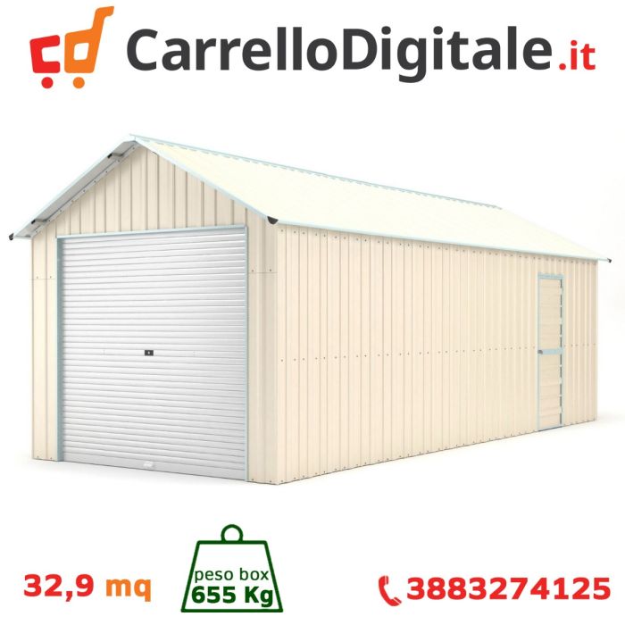 Box in Acciaio Zincato 3.60 x 9.14 m x h 3.15 m - 655 KG - 32.9 metri quadri - BEIGE