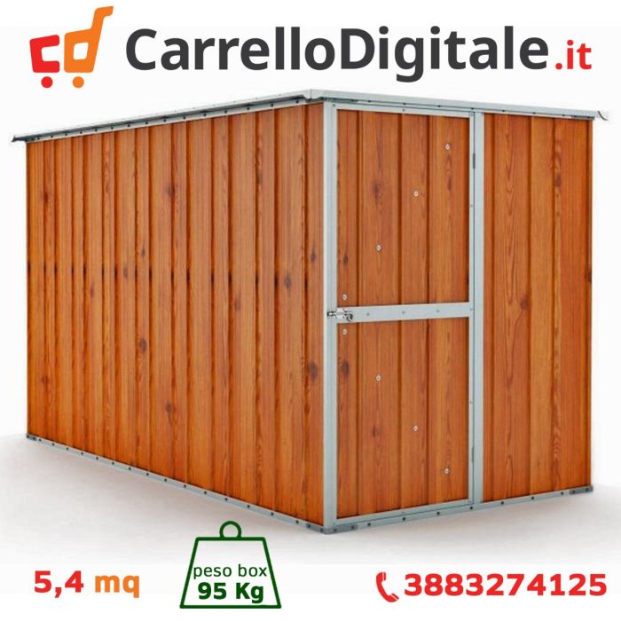 Box in Acciaio Zincato 1.75 x 3.07 m x h1.82 m - 95 KG - 5,4 metri quadri - LEGNO
