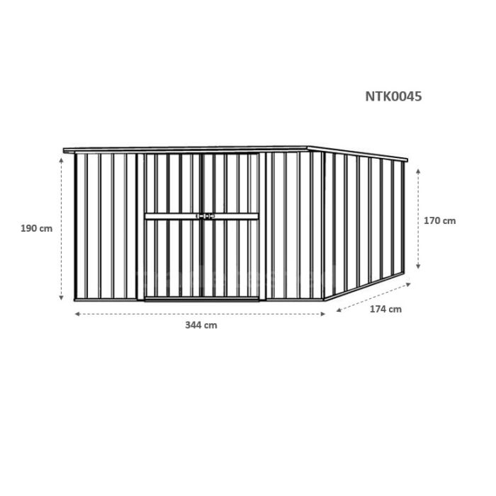 Box in Acciaio Zincato 3.45 x 1.86 m x h1.92 m - 98 KG – 6,0 metri quadri - LEGNO