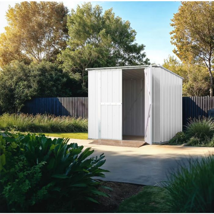 Box in Acciaio Zincato Casetta da Giardino in Lamiera 2.31 x 1.75 m x h2.02 m - 81 KG – 4.04 metri quadri - BIANCO