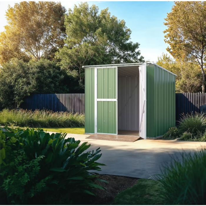 Box in Acciaio Zincato Casetta da Giardino in Lamiera 2.31 x 1.75 m x h2.02 m - 81 KG – 4.04 metri quadri - VERDE