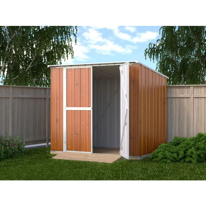 Box in Acciaio Zincato Casetta da Giardino in Lamiera 2.31 x 1.75 m x h2.02 m - 81 KG – 4.04 metri quadri - LEGNO