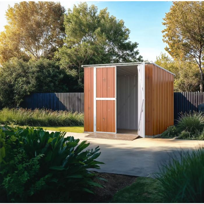 Box in Acciaio Zincato Casetta da Giardino in Lamiera 2.31 x 1.75 m x h2.02 m - 81 KG – 4.04 metri quadri - LEGNO