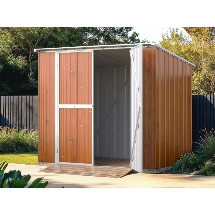 Box in Acciaio Zincato Casetta da Giardino in Lamiera 2.31 x 1.75 m x h2.02 m - 81 KG – 4.04 metri quadri - LEGNO