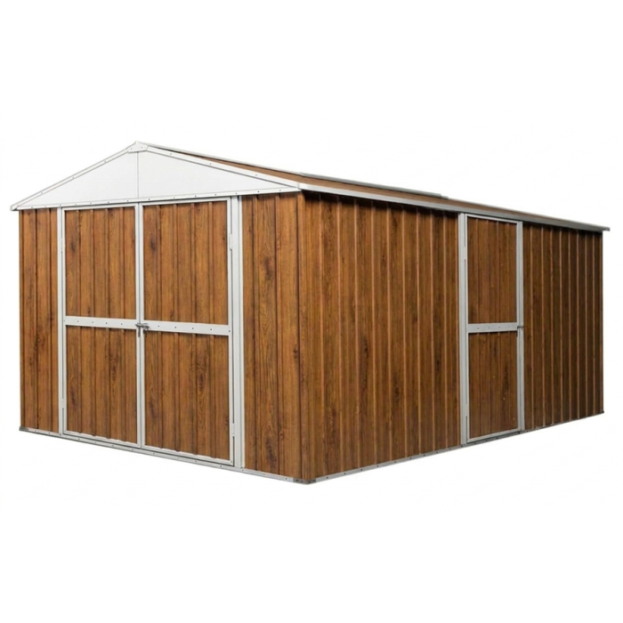 Box in Acciaio Zincato Casetta da Giardino in Lamiera 2.76 x 4.30 m x h2.32 m - 190 KG - 11,87 metri quadri - LEGNO