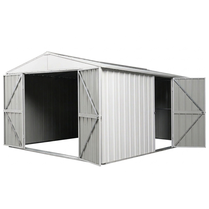 Box in Acciaio Zincato Casetta da Giardino in Lamiera 2.76 x 4.30 m x h2.32 m - 190 KG - 11,87 metri quadri - BIANCO
