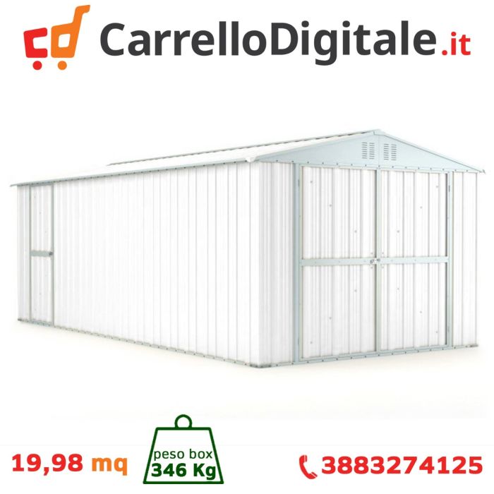 Box in Acciaio Zincato 3.27 x 6.11 m x h2.35 m - 346 KG – 19 metri quadri - BIANCO
