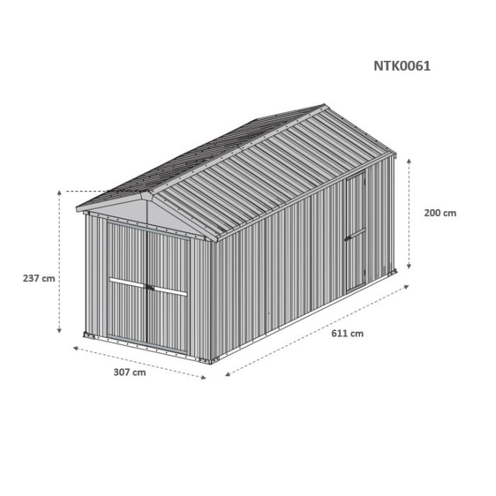 Box in Acciaio Zincato 3.27 x 6.11 m x h2.35 m - 346 KG – 19 metri quadri - VERDE