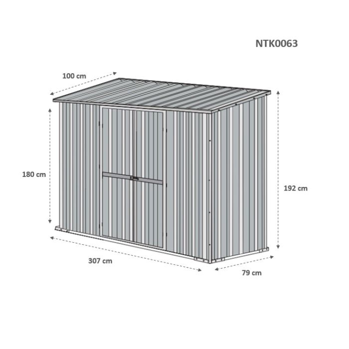 Box in Acciaio Zincato Casetta da Giardino in Lamiera 3.07 x 1.00 m x h1.92 m - 67 KG - 3.07 metri quadri - BIANCO