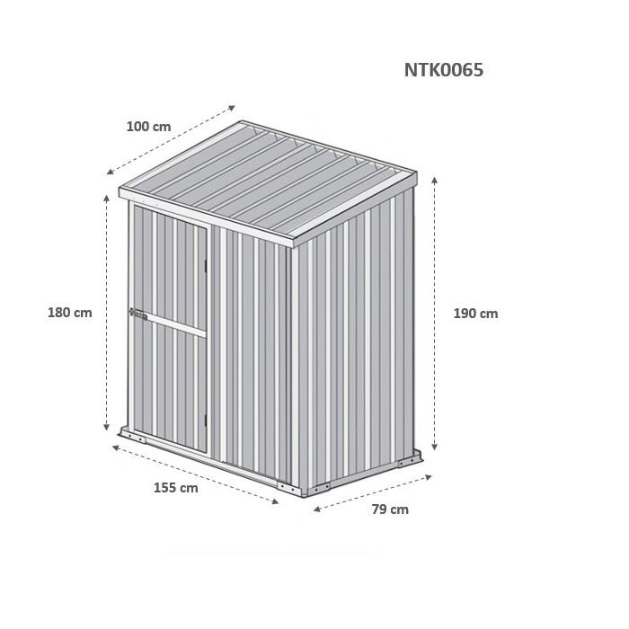 Box in Acciaio Zincato Casetta da Giardino Esterna 1.55 x 1.00 m x h1.92 m - 50 KG – 1,55 metri quadri – BIANCO