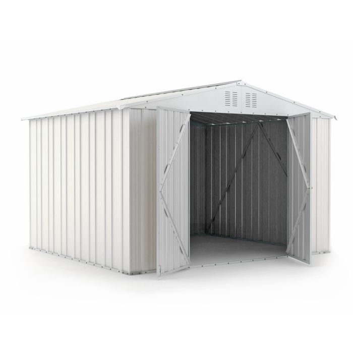 Box in Acciaio Zincato Casetta da Giardino Esterna 3.27 x 2.69 m x h2.17 m - 132 KG – 8.80 metri quadri - BIANCO