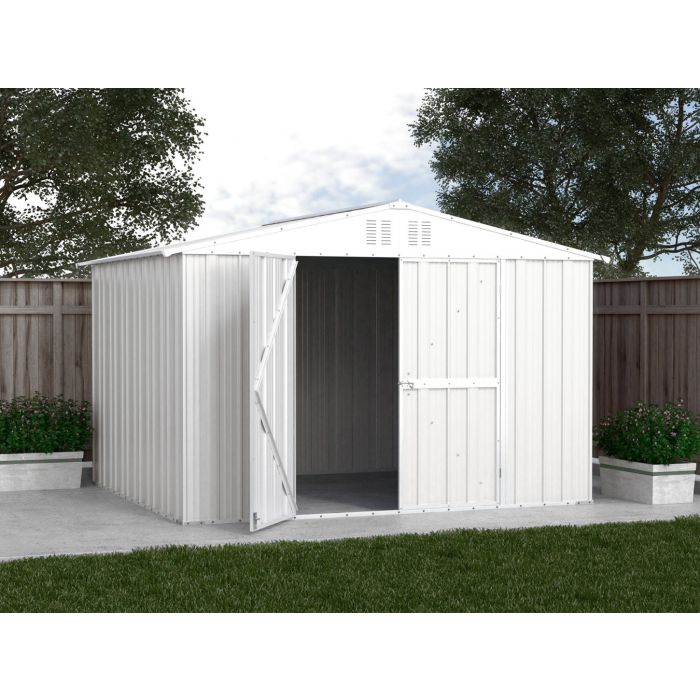 Box in Acciaio Zincato Casetta da Giardino Esterna 3.27 x 2.69 m x h2.17 m - 132 KG – 8.80 metri quadri - BIANCO