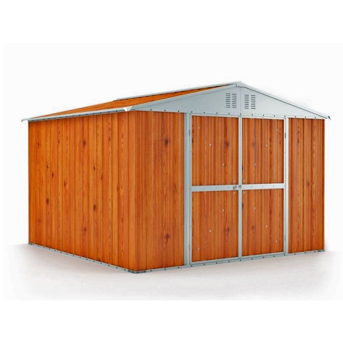 Box in Acciaio Zincato Casetta da Giardino Esterna 3.27 x 2.69 m x h2.17 m - 132 KG – 8.80 metri quadri - LEGNO
