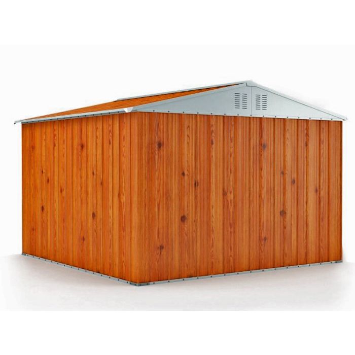 Box in Acciaio Zincato Casetta da Giardino Esterna 3.27 x 2.69 m x h2.17 m - 132 KG – 8.80 metri quadri - LEGNO