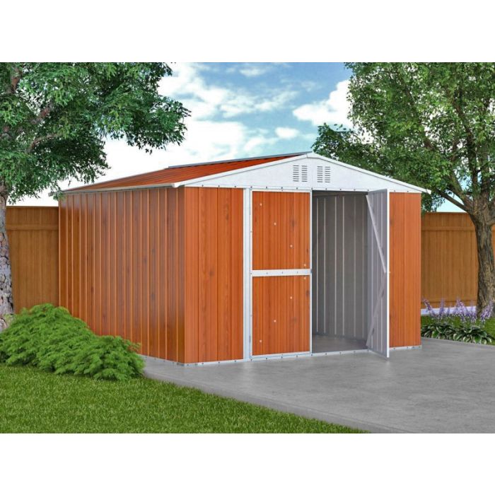 Box in Acciaio Zincato Casetta da Giardino Esterna 3.27 x 2.69 m x h2.17 m - 132 KG – 8.80 metri quadri - LEGNO