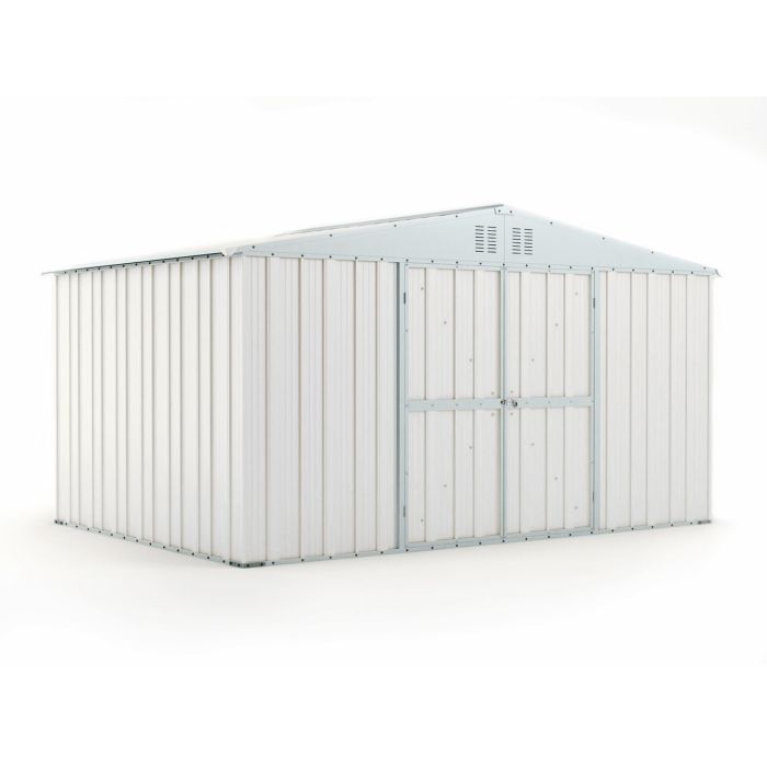 Box in Acciaio Zincato Casetta da Giardino Esterna  4.03 x 2.69 m x h2.17 m - 149 KG – 10.84 metri quadri - BIANCO