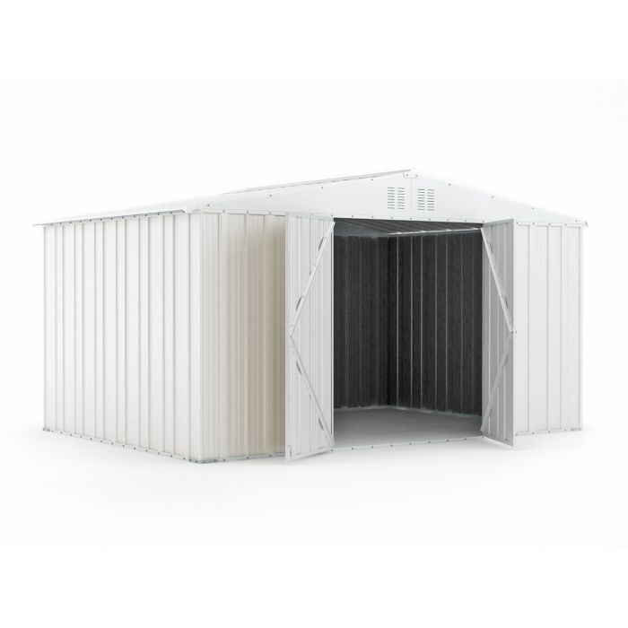 Box in Acciaio Zincato Casetta da Giardino Esterna 4.03 x 2.69 m x h2.17 m - 149 KG – 10.84 metri quadri - BIANCO
