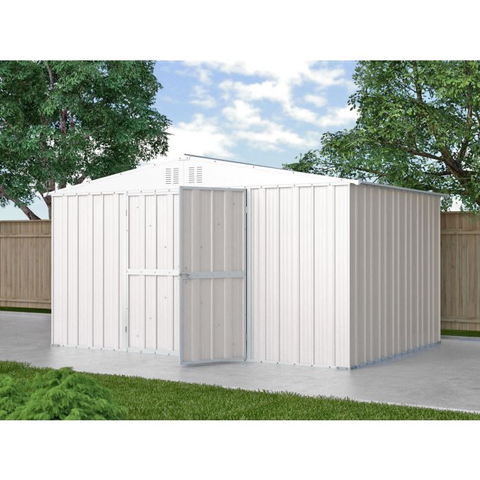 Box in Acciaio Zincato Casetta da Giardino Esterna 4.03 x 2.69 m x h2.17 m - 149 KG – 10.84 metri quadri - BIANCO