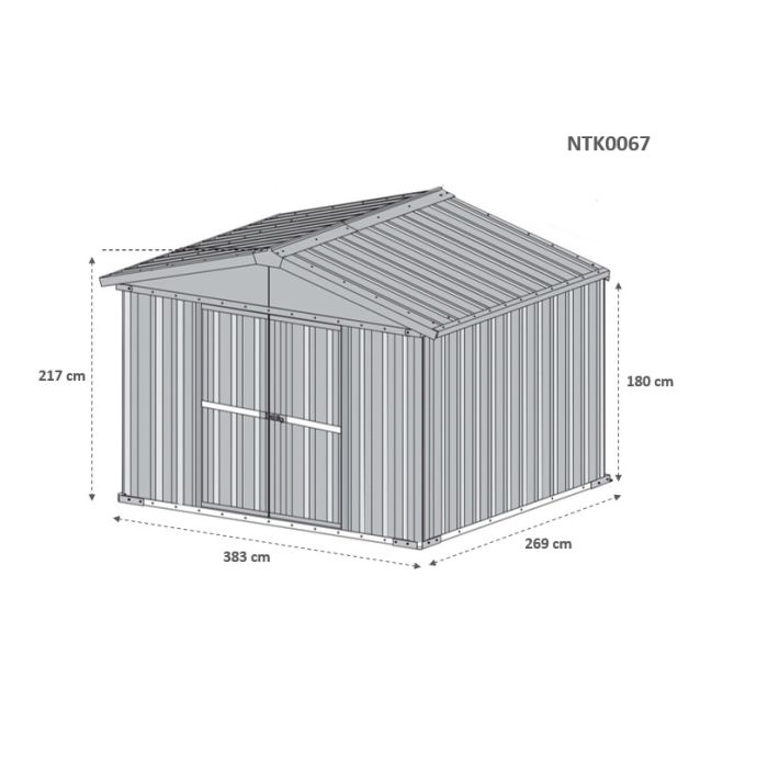 Box in Acciaio Zincato Casetta da Giardino Esterna 4.03 x 2.69 m x h2.17 m - 149 KG – 10.84 metri quadri - LEGNO 