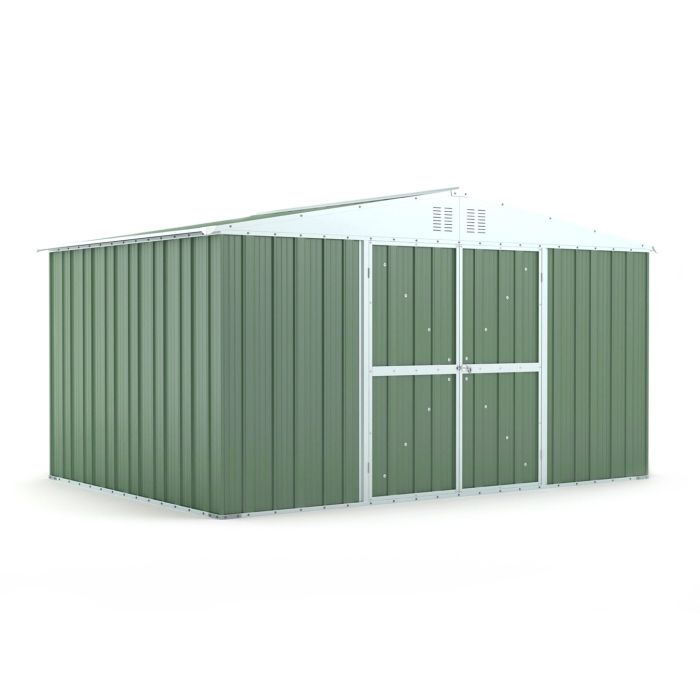 Box in Acciaio Zincato Casetta da Giardino Esterna 4.03 x 2.69 m x h2.17 m - 149 KG – 10.84 metri quadri - VERDE