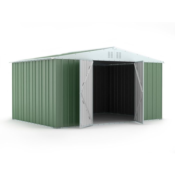 Box in Acciaio Zincato Casetta da Giardino Esterna 4.03 x 2.69 m x h2.17 m - 149 KG – 10.84 metri quadri - VERDE
