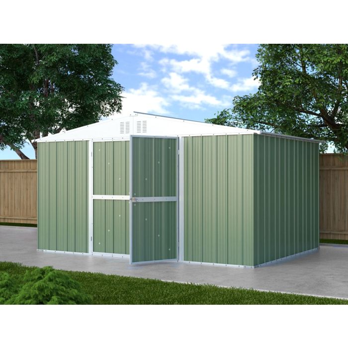 Box in Acciaio Zincato Casetta da Giardino Esterna 4.03 x 2.69 m x h2.17 m - 149 KG – 10.84 metri quadri - VERDE