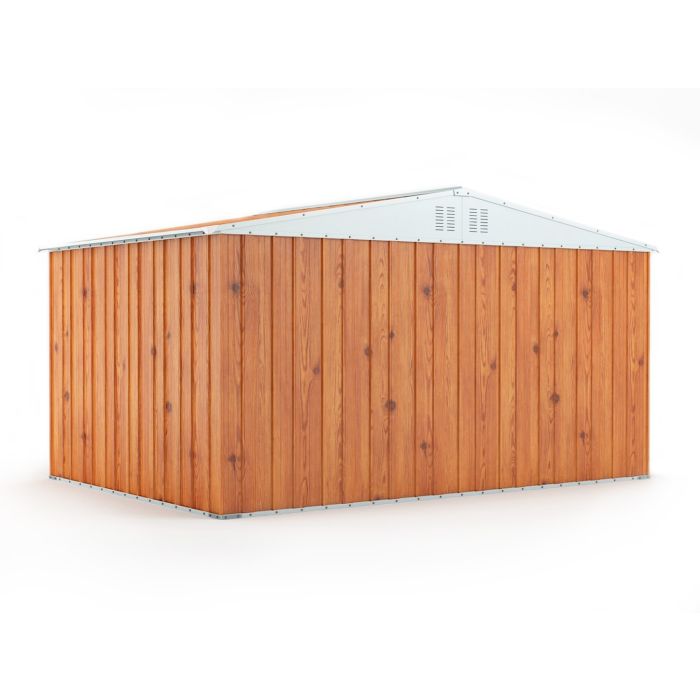 Box in Acciaio Zincato Casetta da Giardino Esterna 4.03 x 2.69 m x h2.17 m - 149 KG – 10.84 metri quadri - LEGNO 