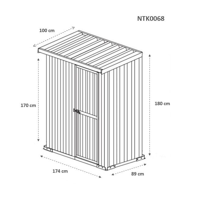 Box in Acciaio Zincato Casetta da Giardino Esterna 1.74 x 1.00 m x h1.82 m - 43 KG – 1.74 metri quadri - LEGNO