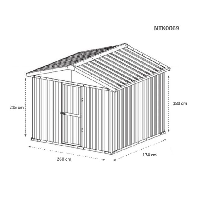 Box in Acciaio Zincato Casetta da Giardino 2.75 x 1.75 m x h2.15 m - 87 KG – 4.81 metri quadri - VERDE