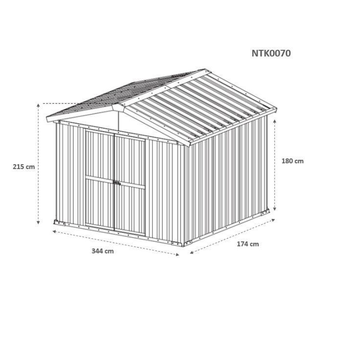 Box in Acciaio Zincato Casetta da Giardino 3.60 x 1.75 m x h2.15 m - 110 KG – 6.30 metri quadri - LEGNO 