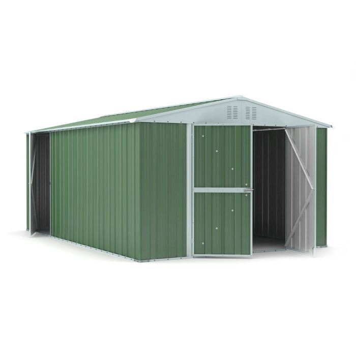 Box in Acciaio Zincato Casetta da Giardino in Lamiera 3.27 x 4.59 m x h2.17 m - 201 KG – 15,01 metri quadri – VERDE 