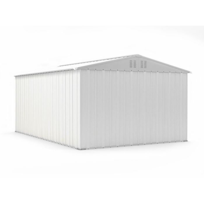 Box in Acciaio Zincato Casetta da Giardino in Lamiera 3.27 x 4.59 m x h2.17 m - 201 KG – 15,01 metri quadri – BIANCO
