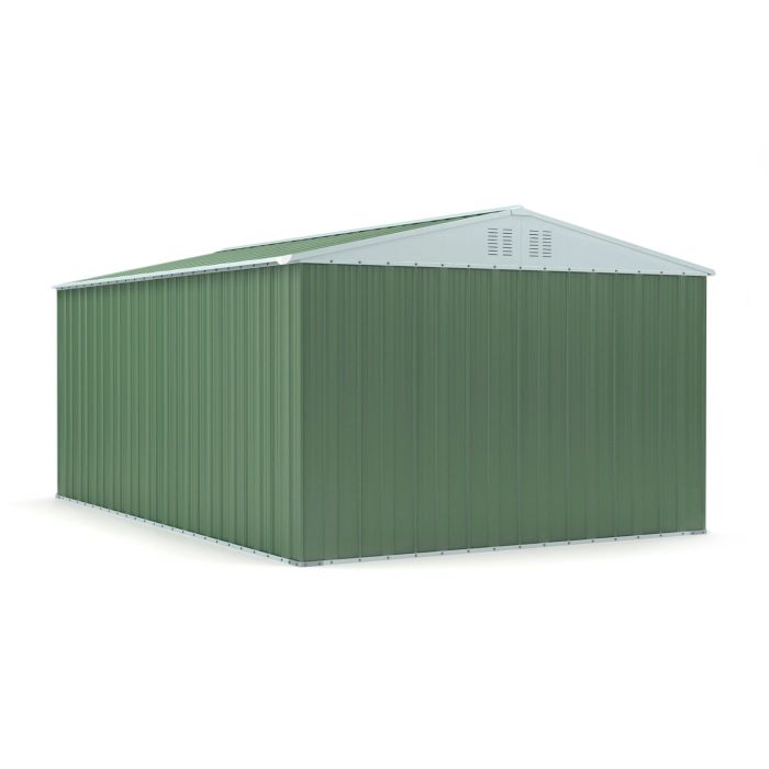 Box in Acciaio Zincato Casetta da Giardino in Lamiera 3.27 x 4.59 m x h2.17 m - 201 KG – 15,01 metri quadri – VERDE 