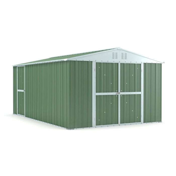 Box in Acciaio Zincato Casetta da Giardino in Lamiera 3.27 x 4.59 m x h2.17 m - 201 KG – 15,01 metri quadri – VERDE 