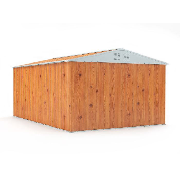 Box in Acciaio Zincato Casetta da Giardino in Lamiera 3.27 x 4.59 m x h2.17 m - 201 KG – 15,01 metri quadri – LEGNO