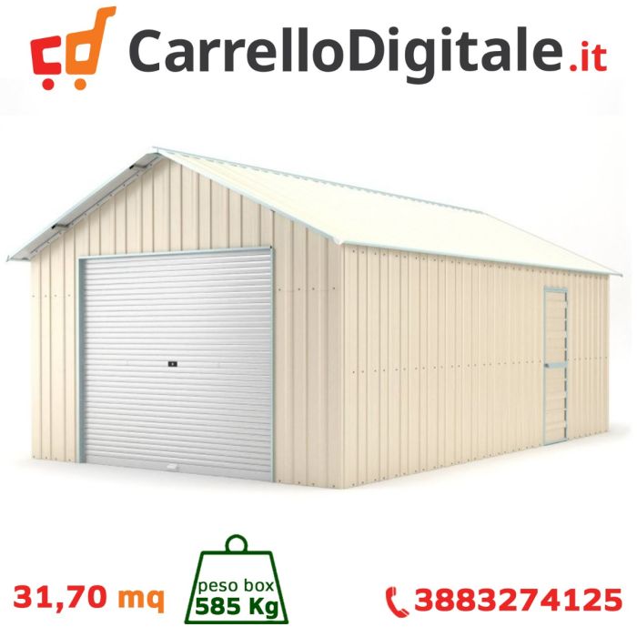 Box in Acciaio Zincato 4.38 x 7.24 m x h 3.31 m - 585 KG – 31,7 metri quadri - BEIGE