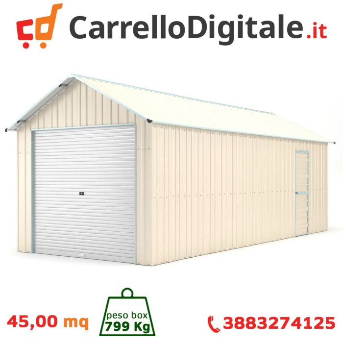 Box in Acciaio Zincato 4.38 x 10.28 m x h 3.31 m - 799 KG – 45 metri quadri - BEIGE