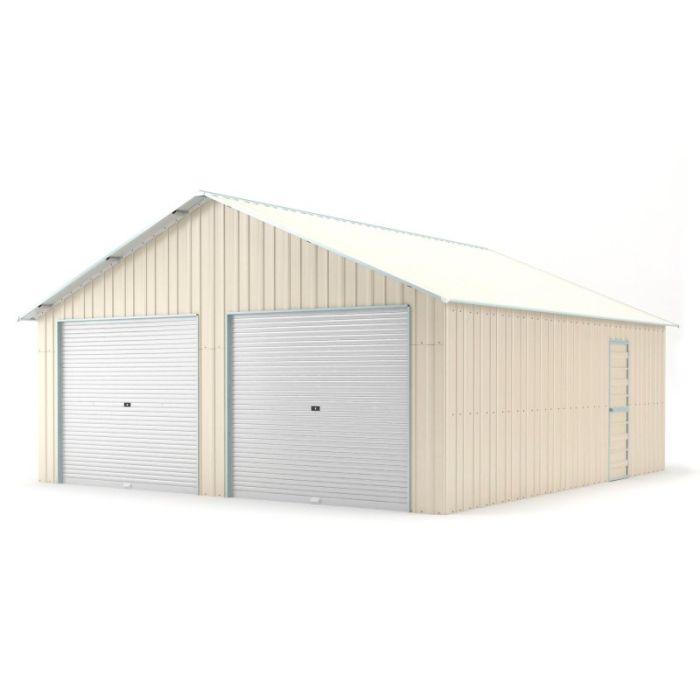 Box in Acciaio Zincato Casetta da Giardino in Lamiera Box Auto 6.66 x 8.76 m x h 3.80 m - 935 KG – 58.34 metri quadri - BEIGE