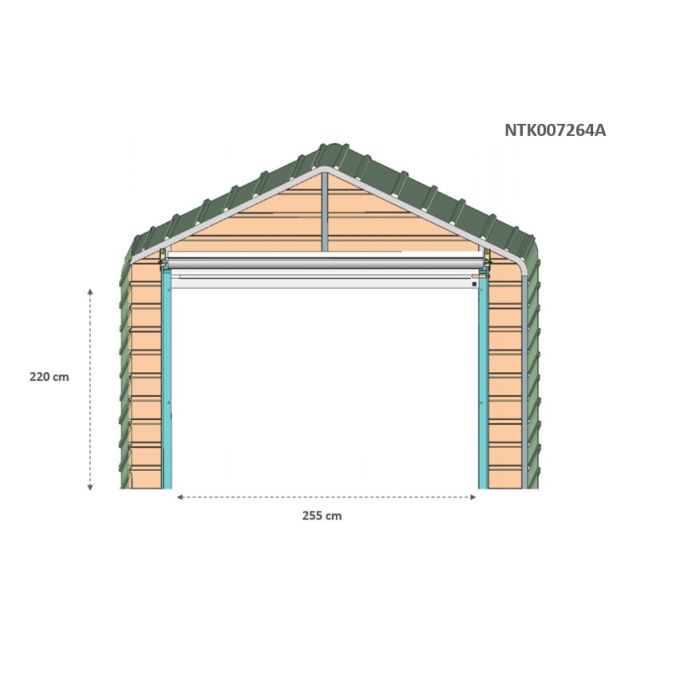 Box in Acciaio Zincato Casetta da Giardino in Lamiera Box Auto 6.66 x 7.24 m x h 3.80 m - 810 KG – 48.22 metri quadri - VERDE