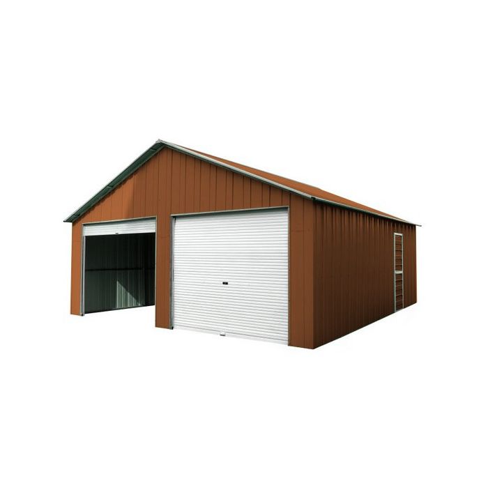 Box in Acciaio Zincato Casetta da Giardino in Lamiera Box Auto 6.66 x 10.28 m x h 3.80 m - 1.060 KG – 68.46 metri quadri - LEGNO