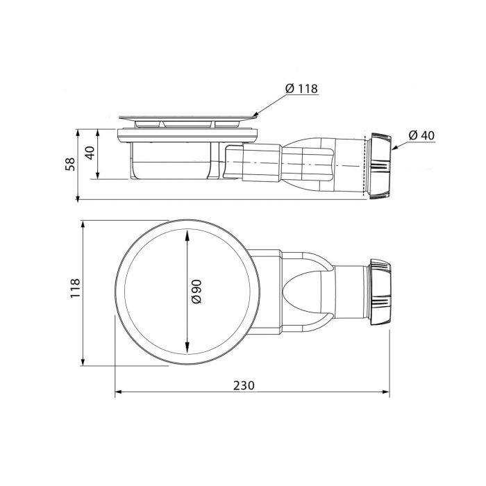 Piletta di scarico ultra slim per piatto doccia modello Open - diametro 90 mm