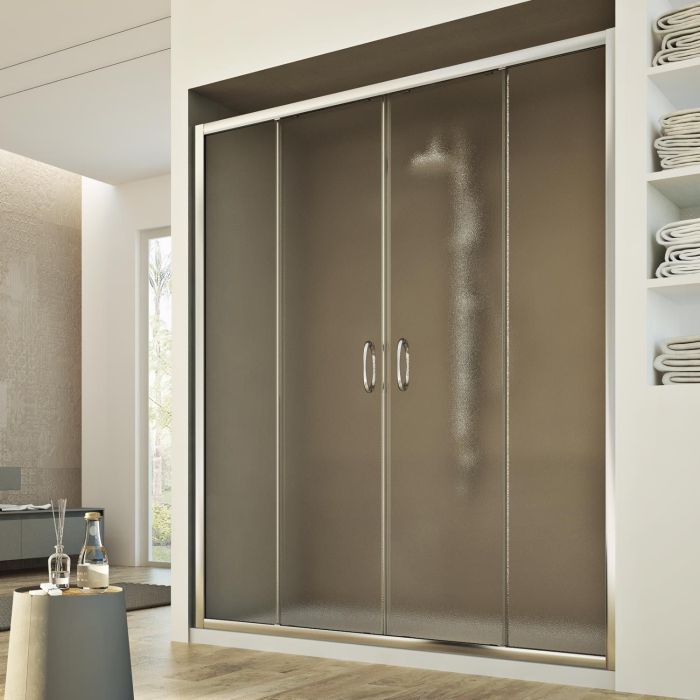 Porta Doccia modello Frame a 2 ante scorrevoli - H 185 cm vetro stampato