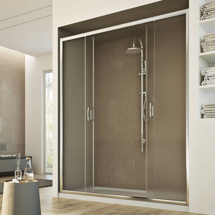Porta Doccia modello Frame a 2 ante scorrevoli - H 185 cm vetro stampato