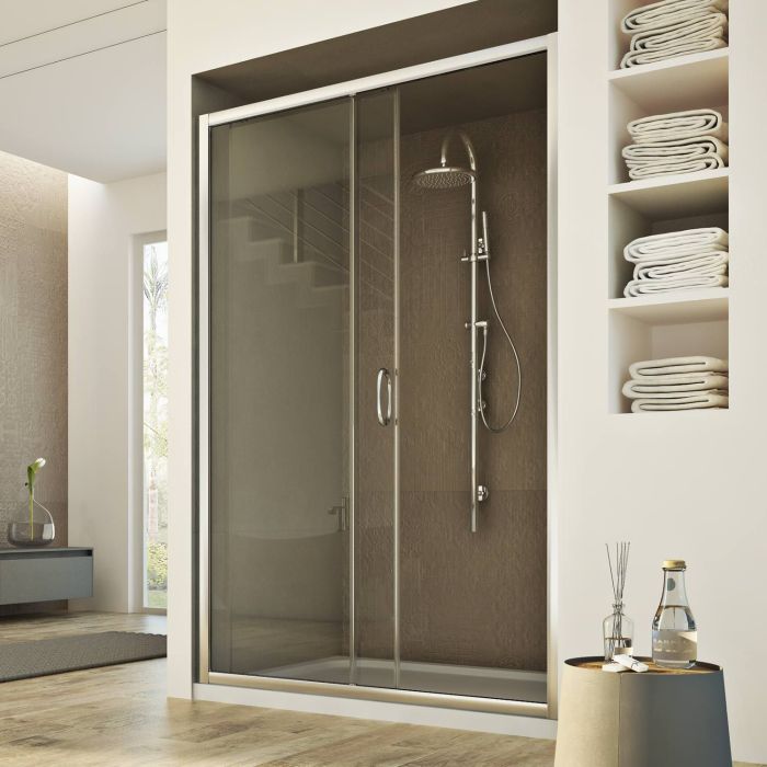 Porta Doccia modello Frame ad 1 anta scorrevole - H 185 cm vetro trasparente
