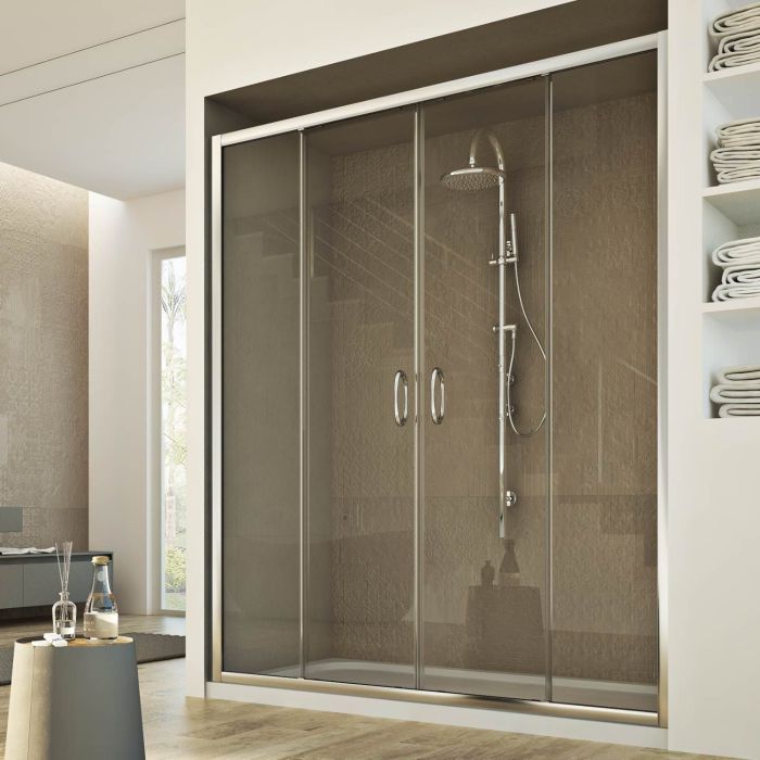 Porta Doccia modello Frame a 2 ante scorrevoli - H 185 cm vetro trasparente
