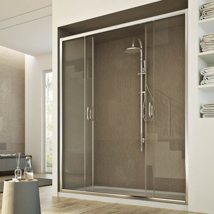 Porta Doccia modello Frame a 2 ante scorrevoli - H 185 cm vetro trasparente